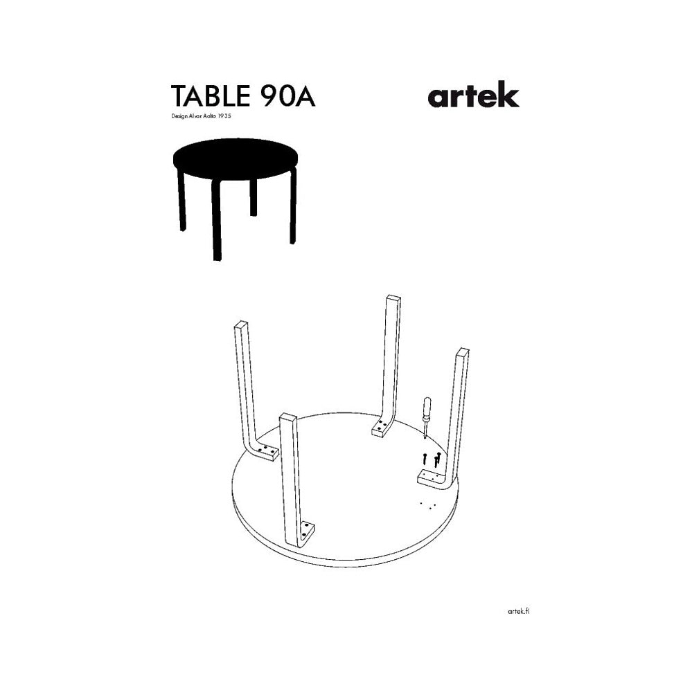 Artek Aalto Bord 90A – Runt bord av Alvar Aalto