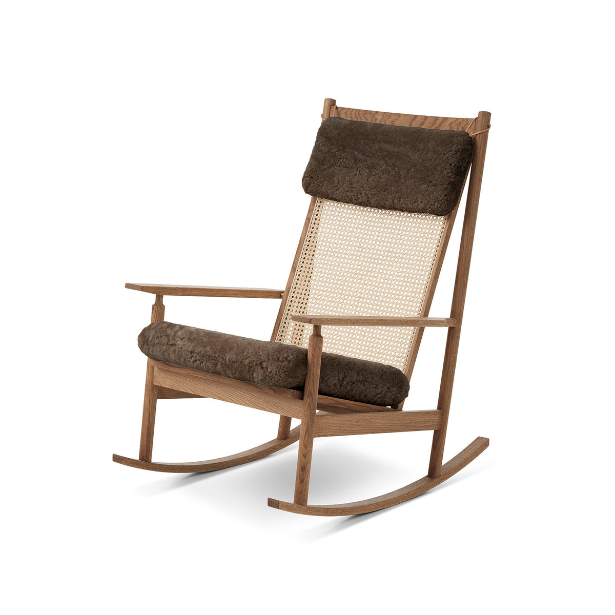 Swing gungstol, teak - fårskinn