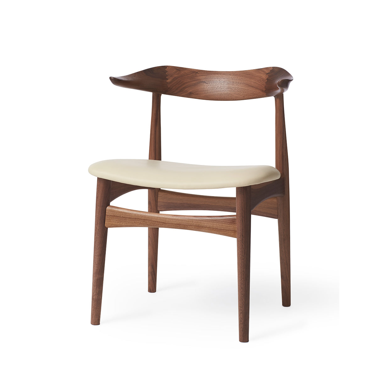 Warm Nordic Cow Horn Chair matstol sits Ivory leather