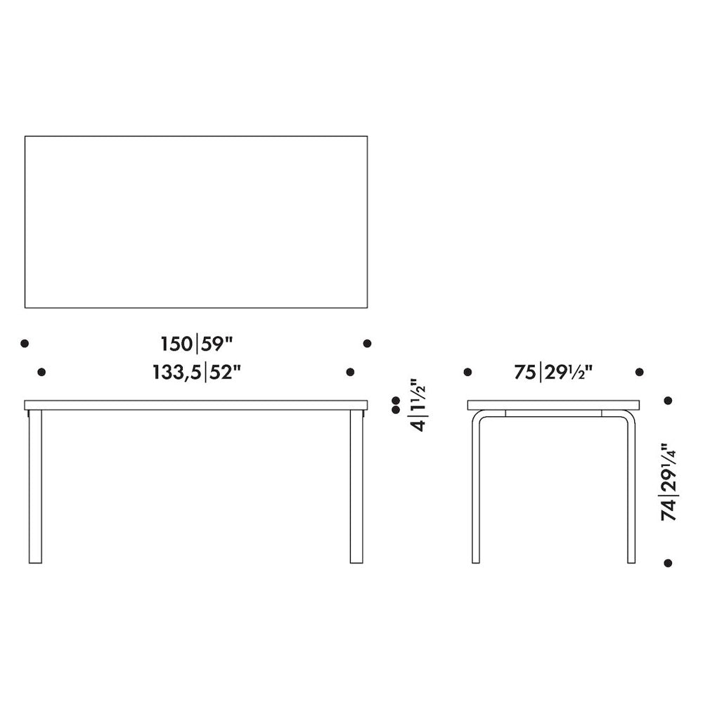 Artek Aalto Table 81A – Matbord 150 × 75 cm i björk