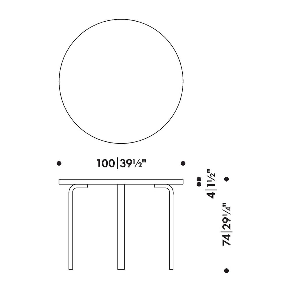 Artek Aalto Bord 90A – Runt bord av Alvar Aalto