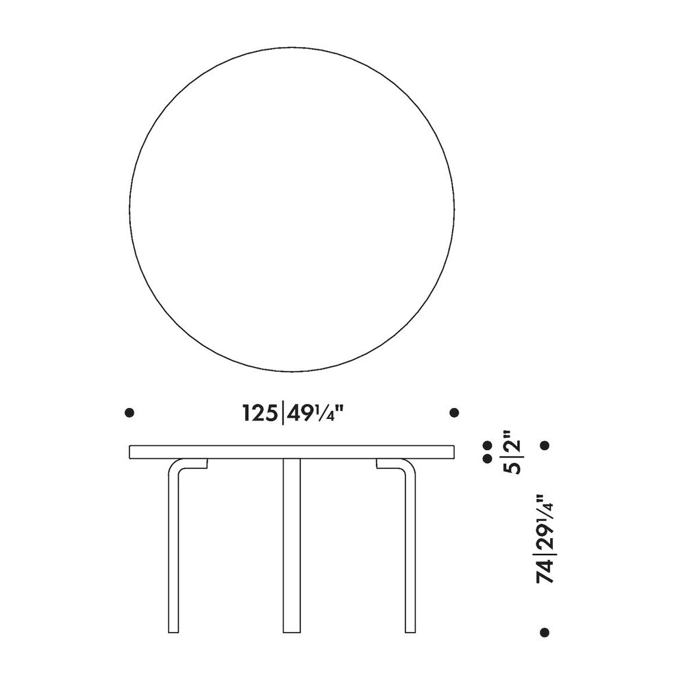 Artek Aalto Table 91 – Runt matbord Ø 125 cm