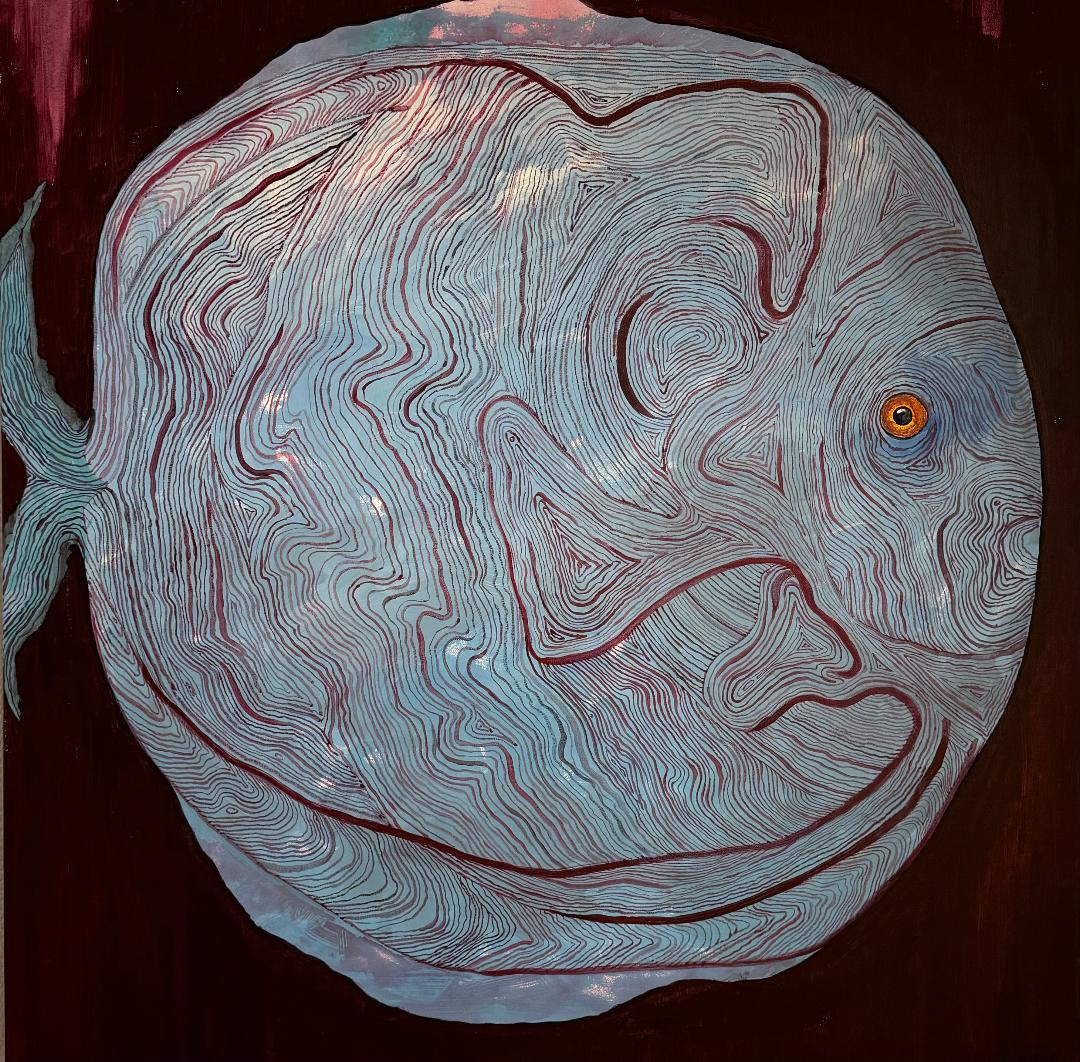 Acrylic Painting " Blue Fish" 100x100cm