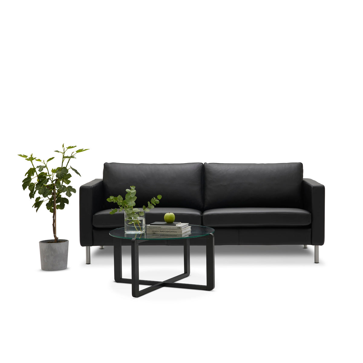 Epoka soffa - lädersoffa med två dynor, 138cm
