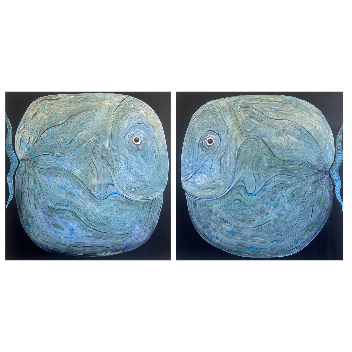 The Encounter 120 x 120 cm - Diptyk - 2 Originalmålningar