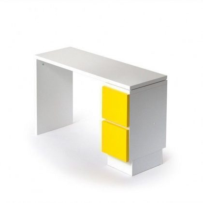 Muurame skrivbord 109x39cm med gula lådor