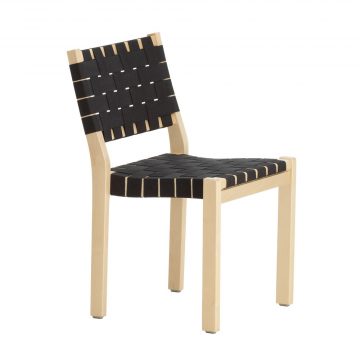 Artek Stol Chair 611 björk linneband svart